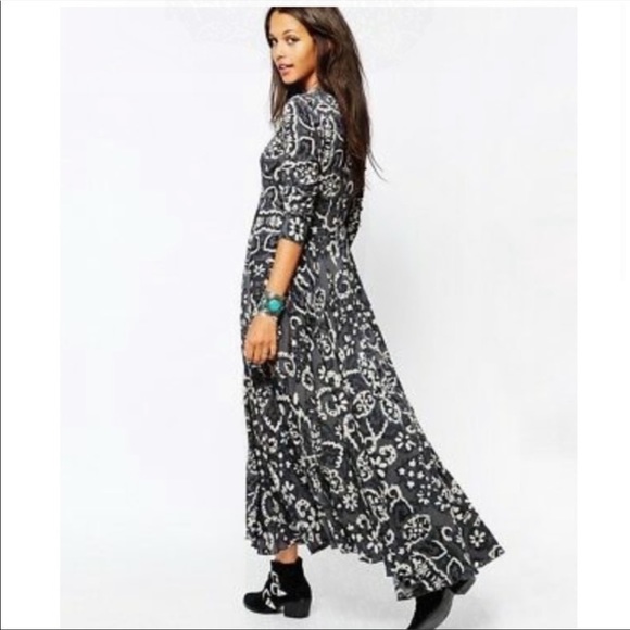 Free People First Kiss Maxi Dress in Shark Combo Size Small - Picture 4 of 10